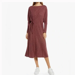 New! Caslon red Syrah heather side tie long sleeve dress nwt 11983